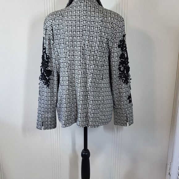 Chico's Black & White Jacket With Embroidered Sleeves - Picture 2 of 11